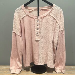 POL Pink Button Down Women's Top